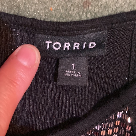 Torrid size 1 high neck black silver sequin tank glitter sparkle - Picture 8 of 10
